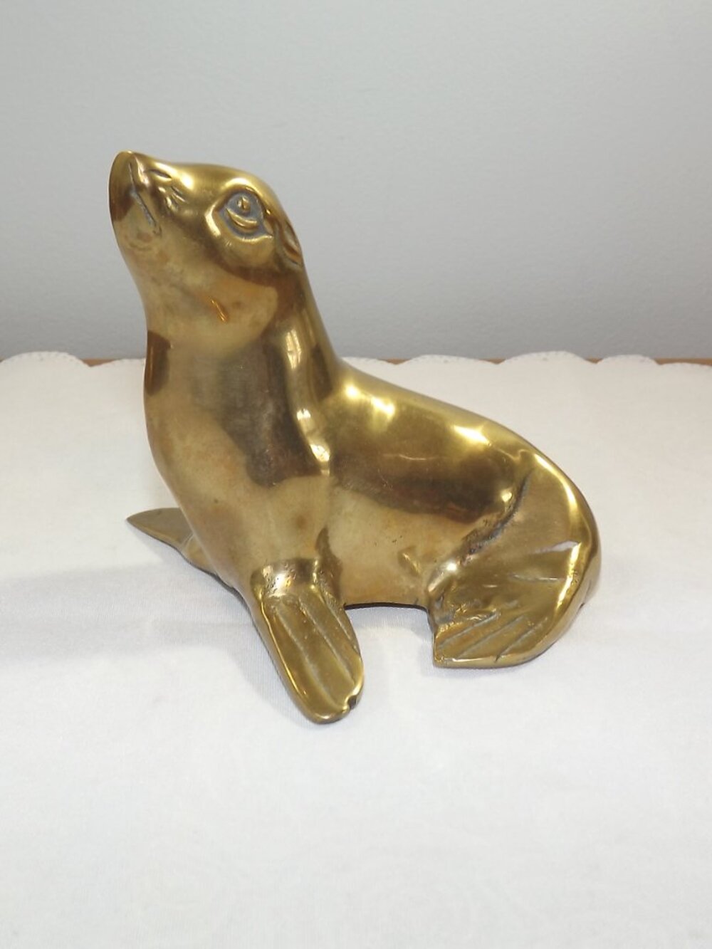 Brass Sea Lion Figurine - Gold Home Art Accent - Picture 6 of 9